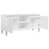 vidaXL TV Cabinet & Solid Wood Legs High Gloss White 103.5x35x50 cm