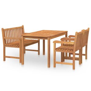 vidaXL 4 Piece Garden Dining Set Solid Wood Teak