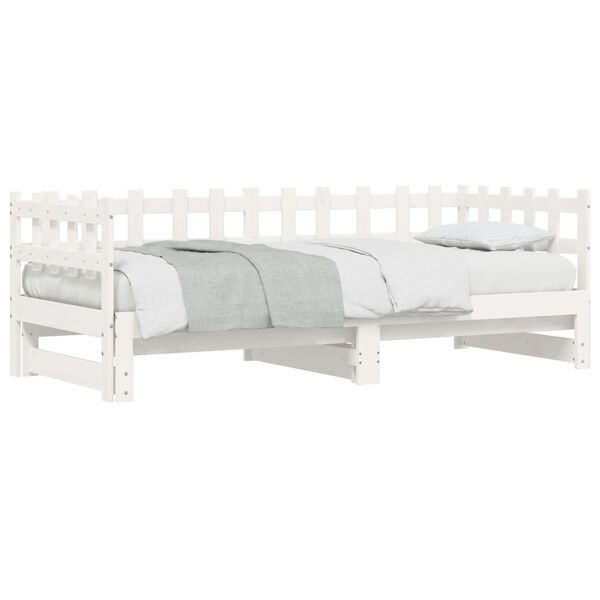 vidaXL Pull-out Day Bed without Mattress White 2x(90x190) cm Solid Wood