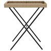 vidaXL Folding Tray Table Beige 65x40x75 cm Poly Rattan