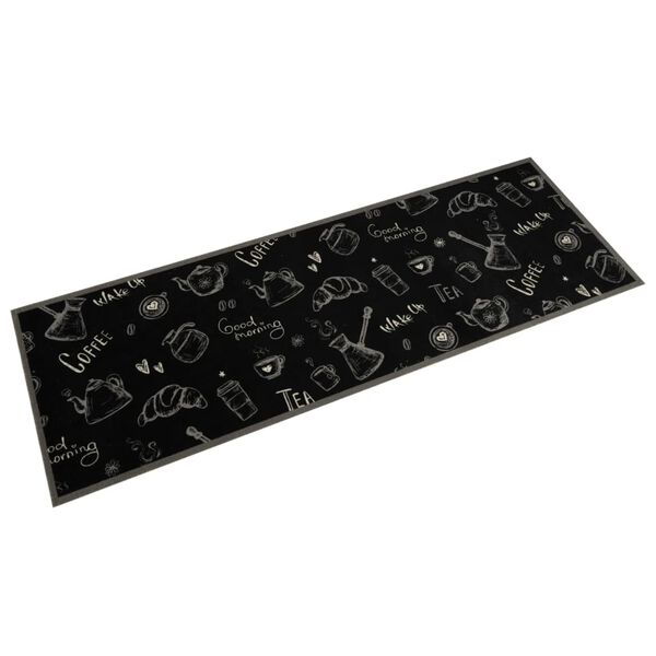 vidaXL Kitchen Rug Washable Morning Black 60x180 cm Velvet