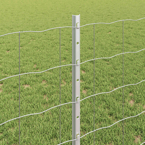 vidaXL Fence with Post Silver 0.8 x 10 m Steel