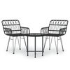 vidaXL 3 Piece Garden Dining Set Black Poly Rattan
