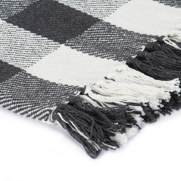 vidaXL Throw Cotton Check 220x250 cm Anthracite