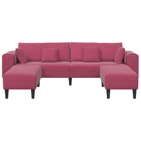 vidaXL Velvet Sofa with Cushion 3 pcs Wine Red 208 cm Velvet