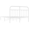 vidaXL Metal Bed Frame without Mattress with Headboard White 150x200cm