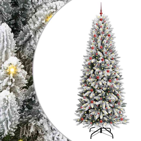 vidaXL Artificial Christmas Tree with 300 LEDs with Stand White 240 cm