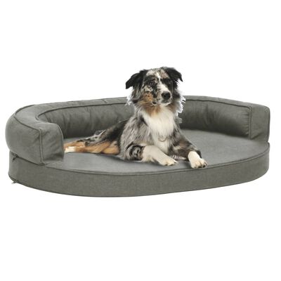 vidaXL Ergonomic Dog Bed Mattress 75x53 cm Linen Look Grey