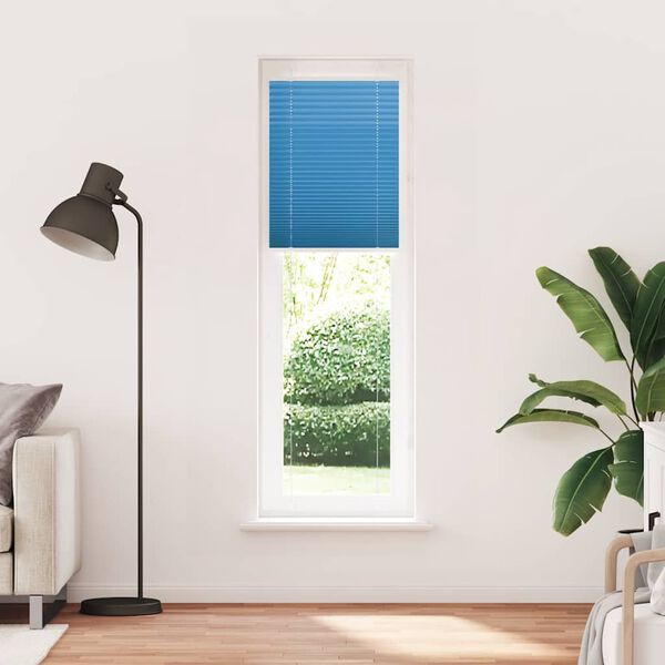 vidaXL Pleated Blind Blue 65x200 cm Fabric Width 64.4 cm Polyester
