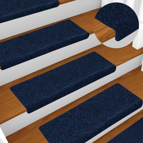 vidaXL Stair Mats Self-adhesive 30 pcs 65x21x4 cm Navy Rectangular Edge