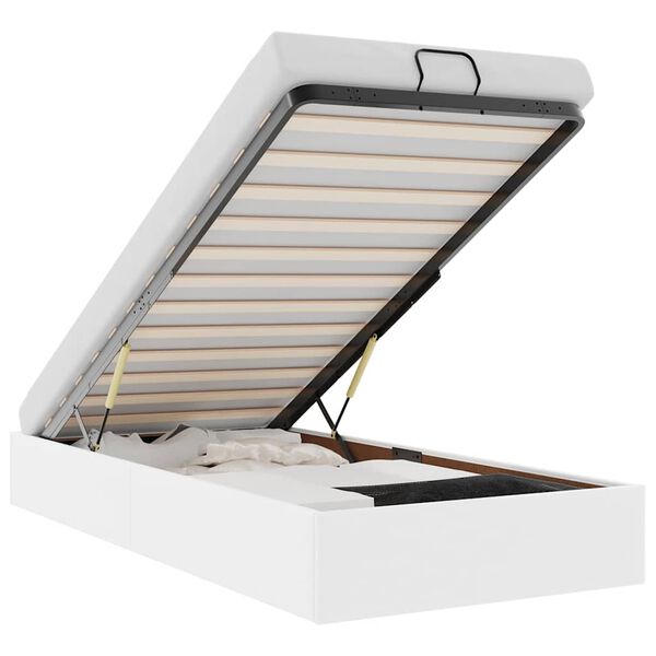 vidaXL Ottoman Bed Frame without Mattress White Single Faux Leather