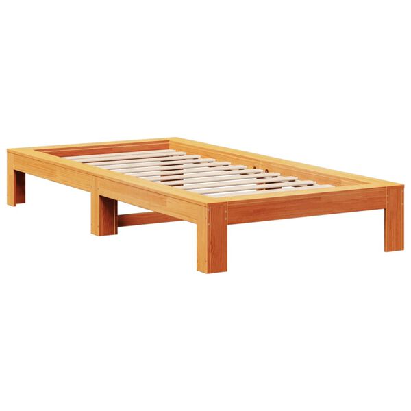 vidaXL Bed Frame without Mattress Wax Brown 75x190 cm Small Single Solid Wood Pine