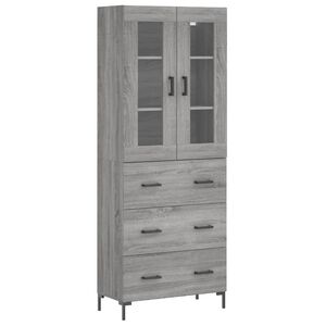 vidaXL Highboard Grey Sonoma 69.5x34x180 cm Engineered Wood