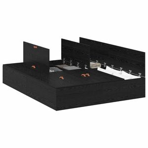 vidaXL Storage Bed Frame Black Oak 160 x 200 cm Engineered Wood