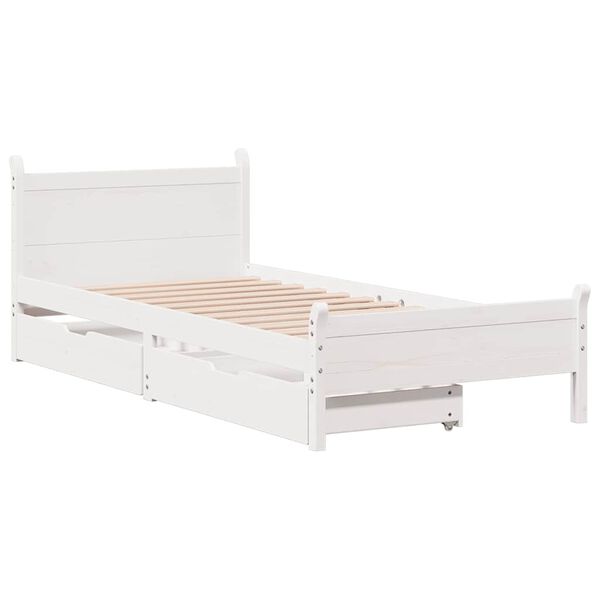 vidaXL Bed Frame without Mattress White 90x190 cm Single Solid Wood Pine
