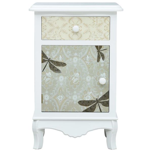 vidaXL Bedside Cabinet White and Grey 40x30x62 cm MDF