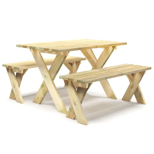 vidaXL 3 Piece Garden Dining Set Impregnated Pinewood