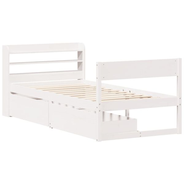vidaXL Bed Frame without Mattress White 90x200 cm Solid Wood Pine