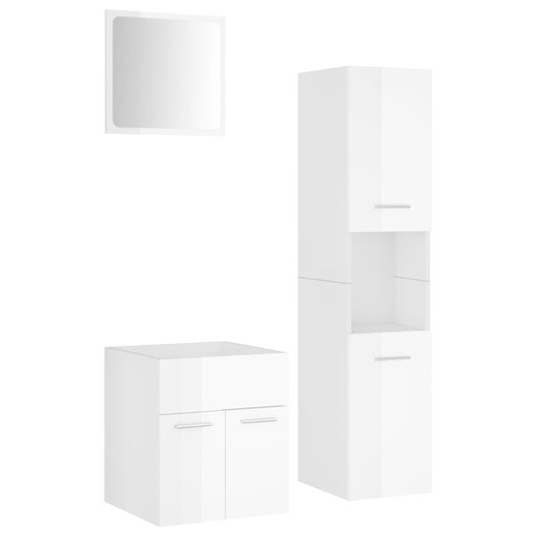vidaXL Bathroom Furniture Set High Gloss White Engineered Wood
