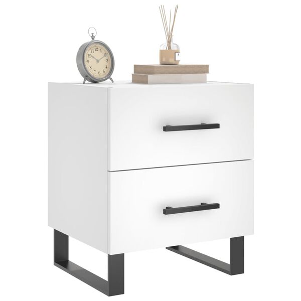 vidaXL Bedside Cabinet White 40x35x47.5 cm Engineered Wood