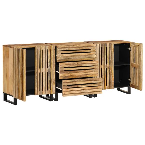 vidaXL Sideboards 3 pcs 60x34x75 cm Solid Wood Rough Mango