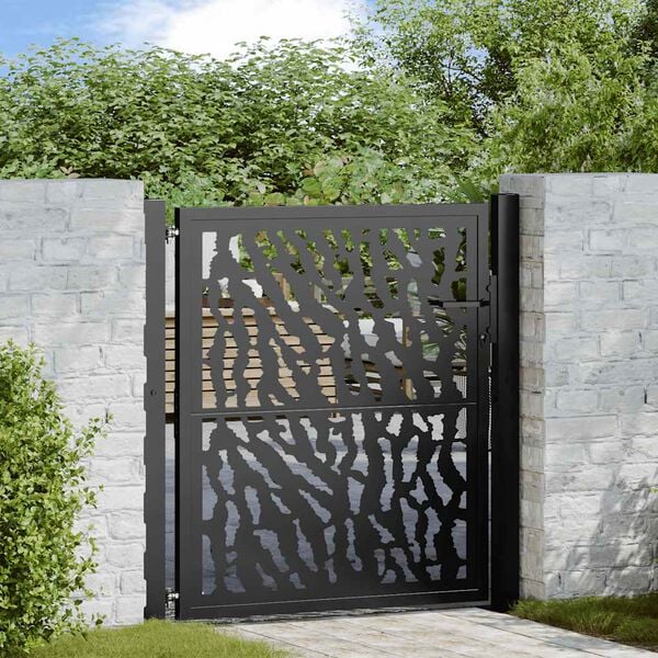 vidaXL Garden Gate Black 100x100 cm Steel Trace Design