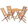 vidaXL 5 Piece Folding Garden Bistro Set Natural Solid Teak Wood