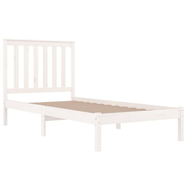 vidaXL Bed Frame without Mattress White Solid Wood Small Single