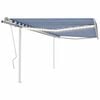 vidaXL Manual Retractable Awning with LED 4.5x3 m Blue and White