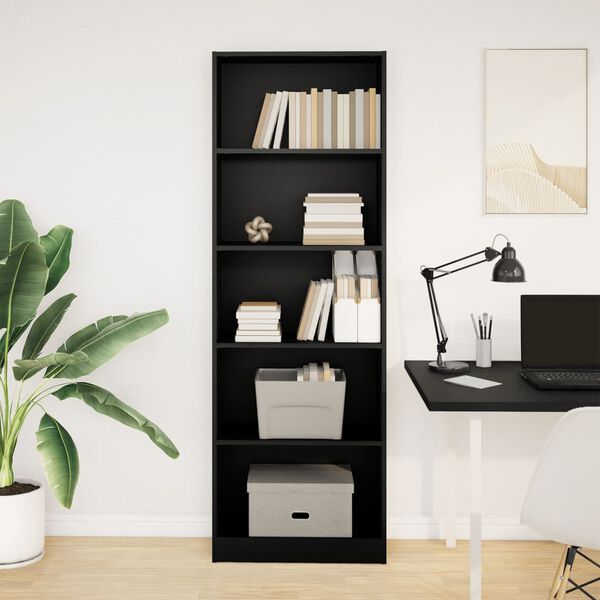 vidaXL Bookcase Black 60x24x176 cm Engineered Wood