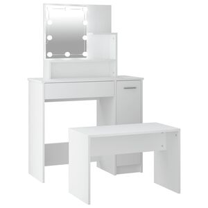 vidaXL Dressing Table Set with LED White Engineered Wood