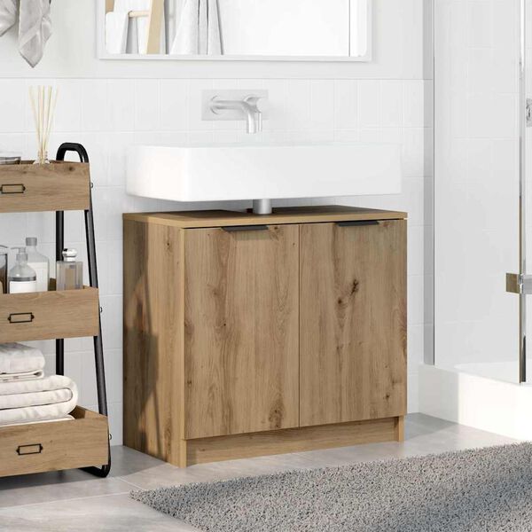 vidaXL Bathroom Cabinet with Storage Artisan Oak 64.5 x 33.5 x 59 cm