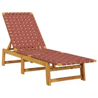 vidaXL Sun Lounger Red Solid Wood Acacia and Fabric
