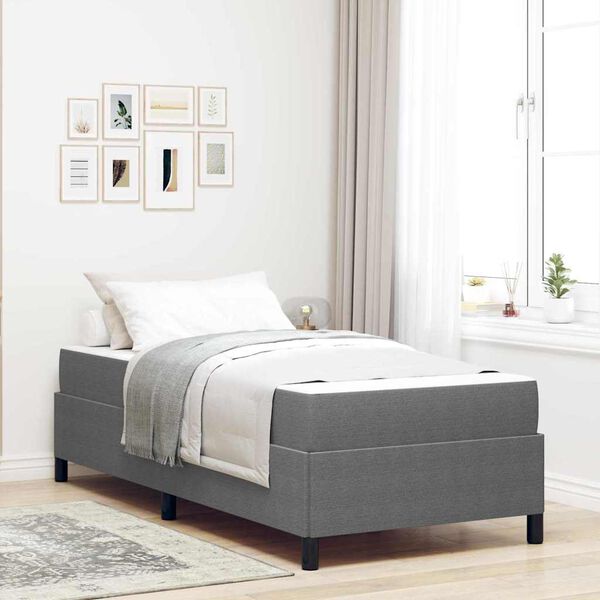 vidaXL Bed Frame with Mattress Light Grey 90 x 190 cm Fabric