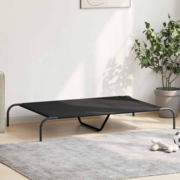 vidaXL Elevated Dog Bed Black 130x80x20 cm Oxford Fabric and Steel