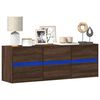 vidaXL TV Wall Cabinet with LED Lights Brown Oak 130x31x45 cm