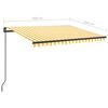 vidaXL Manual Retractable Awning with LED 3.5x2.5 m Yellow and White