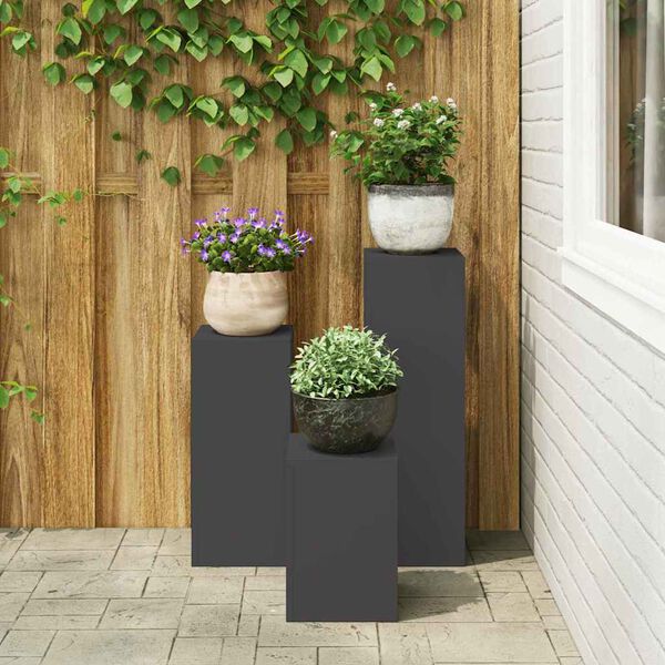 vidaXL Plant Stand 3 pcs Black Steel