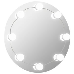 vidaXL Wall Frameless Mirror with LED Lights Round Glass