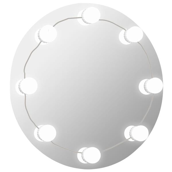 vidaXL Wall Frameless Mirror with LED Lights Round Glass