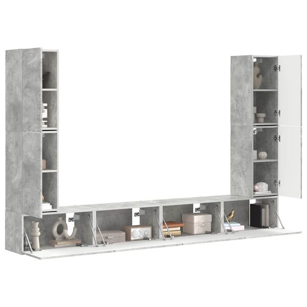 vidaXL TV Cabinet Set 8 pcs Concrete Grey Engineered Wood