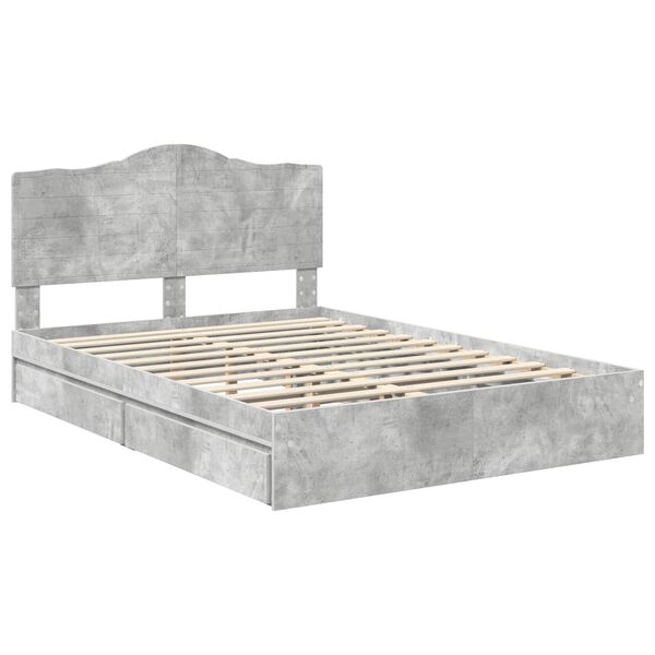 vidaXL Storage Bed Concrete Grey 150 x 200 cm Engineered Wood