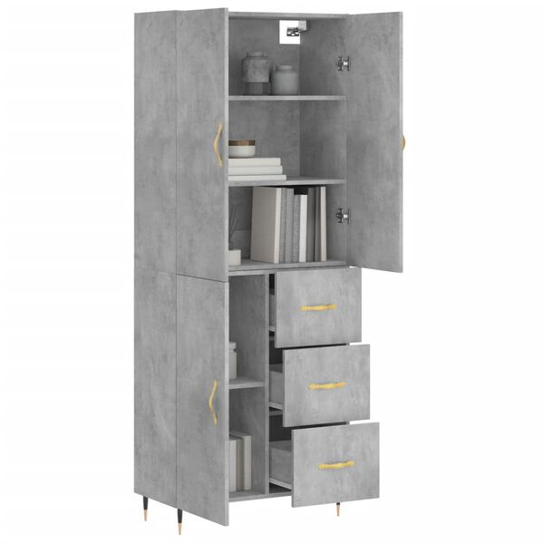 vidaXL Highboard Concrete Grey 69.5x34x180 cm Engineered Wood