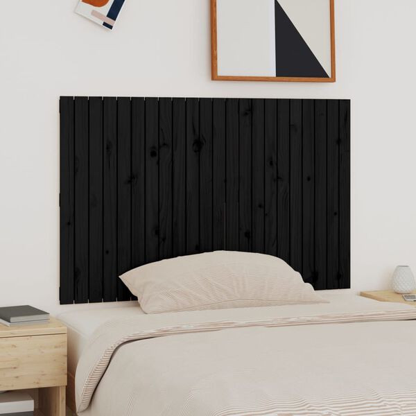 vidaXL Wall Headboard Black 140x3x90 cm Solid Wood Pine