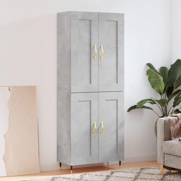 vidaXL Highboard Concrete Grey 69.5x34x180 cm Engineered Wood