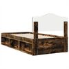 vidaXL Bed Frame with Headboard Smoked Oak 90 x 200 cm Solid Pine Wood