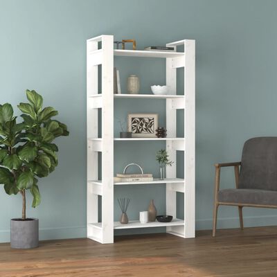 vidaXL Book Cabinet/Room Divider White 80x35x160 cm Solid Wood