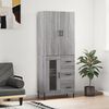 vidaXL Highboard Grey Sonoma 69.5x34x180 cm Engineered Wood