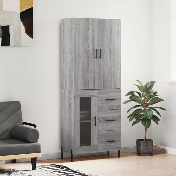 vidaXL Highboard Grey Sonoma 69.5x34x180 cm Engineered Wood
