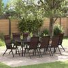 vidaXL Garden Dining Set Height-Adjustable 9 pcs Brown Poly rattan